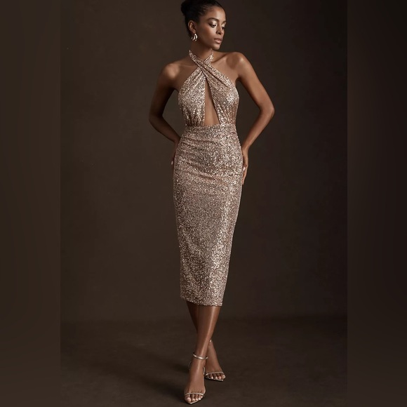 Ronny Kobo Collection Dresses & Skirts - Ronny Kobo Zack Sequin Halter Midi Dress